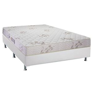 Cama Box Casal: Colchão Espuma D45 Luckspuma Gran Luck Floral Pró SaúdeBase Courano White(138x188)