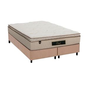 Cama Box Queen: Colchão Molas Luckspuma Cloud One SideBase Suede Clean(158x198)