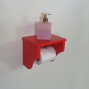 Porta Papel Higiênico Acessório Para Banheiro Papeleira Suporte De Parede Vermelho Laca