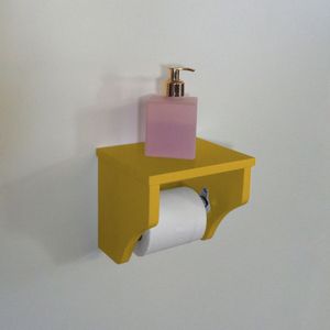 Porta Papel Higiênico Acessório Para Banheiro Papeleira Suporte De Parede Amarelo Laca
