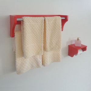 Kit Acessórios Para Banheiro Conjunto 2 Peças Porta Toalhas Papel Higiênico Vermelho Laca