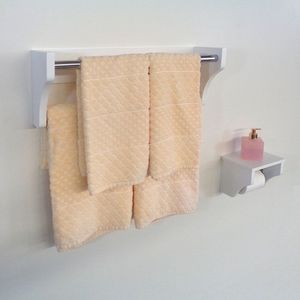 Kit Acessórios Para Banheiro Conjunto 2 Peças Porta Toalhas Papel Higiênico Branco Laca