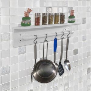 Prateleira Para Temperos E Suporte Utensílios E Panelas Cozinha Estilo Industrial Branco Laca