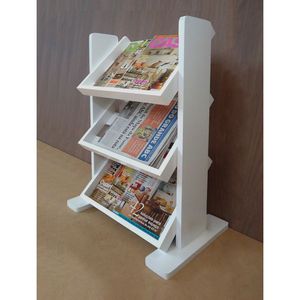 Revisteiro De Piso Chão Porta Revistas Livros Branco Laca