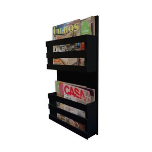 Revisteiro De Parede Porta Revistas Livros Preto Laca