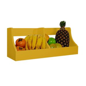 Fruteira Suspensa De Parede Prateleira Porta Legumes Cozinha Em Madeira Amarelo Laca