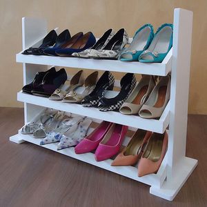 Sapateira De Piso Para Closets E Quartos 12 Pares Sapatos Branco Laca