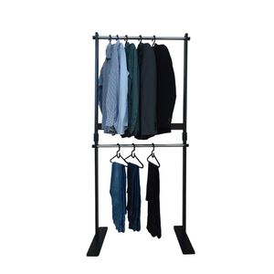 Cabideiro Piso Chão Arara Camiseiro Desmontável Duplo Preto Laca