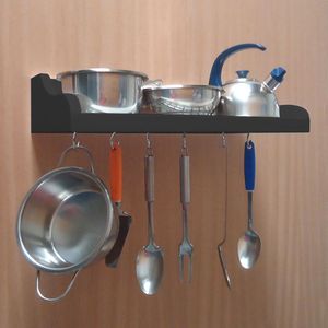 Prateleira Suporte Porta Panelas E Utensílios De Cozinha Preto Laca