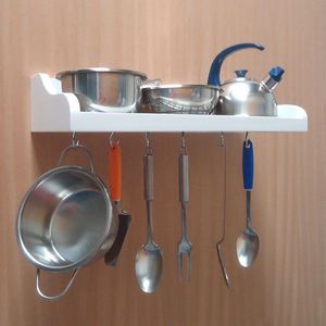Prateleira Suporte Porta Panelas E Utensílios De Cozinha Branco Laca