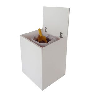 Porta Ração Caixa Com Rodízios Pet Armazenar Até 25Kg Branco