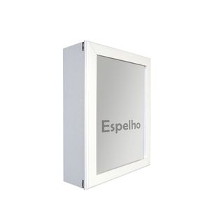 Armário Aéreo Banheiro Com Espelho Espelheira Branco Laca