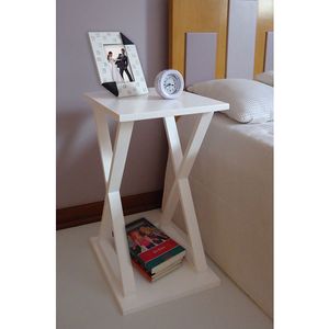 Mesa X Lateral De Apoio Ou Mesa De Cabeceira Branco Laca
