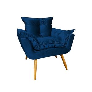 Poltrona Decorativa Opala Cor Veludo Azul Marinho