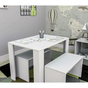 Mesa Infantil Com Dois Banquinhos Para Crianças 100% Mdf