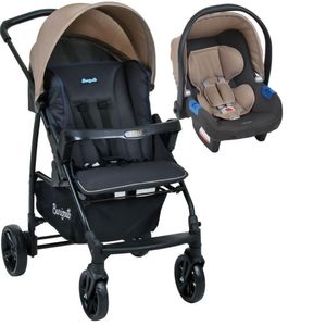 Carrinho Ecco Bege + Cadeira Touring X - Burigotto