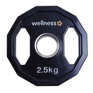 Anilha Olímpica Poliuretano 12 Faces 2,50 Kg Wellness Preto