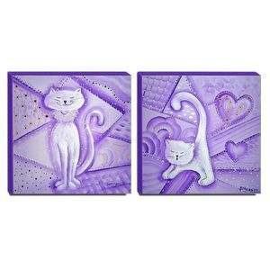 Quadro De Pintura Gatinho 35X35Cm-1071