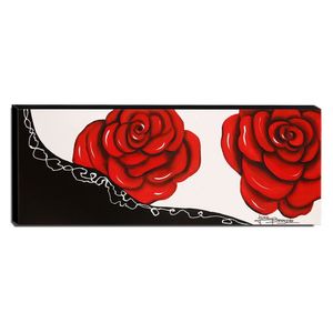 Quadro De Pintura Rosas 40X105Cm-1547