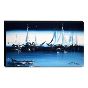Quadro De Pintura Barcos 70X120Cm-1285