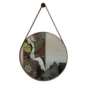 Espelho Adnet Redondo Decorativo Alça 60Cm Completo Caramelo