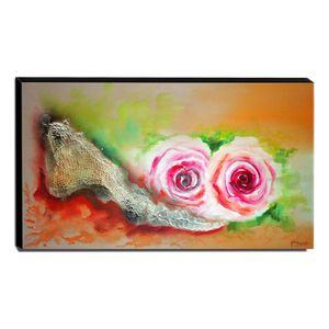 Quadro De Pintura Rosas 60X105Cm-1057
