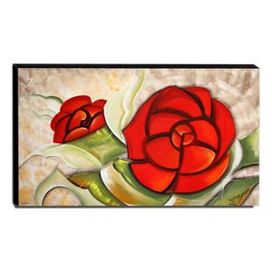 Quadro De Pintura Rosa Estilizada 60X105Cm-1324
