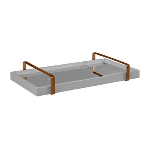 Bandeja Espelhada 25x50cm Branca Com Alça Cobre
