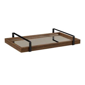 Bandeja Espelhada 25x50cm Castanho Com Alça Preta