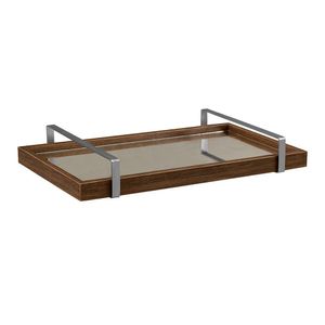 Bandeja Espelhada 25x50cm Castanho Com Alça Prata