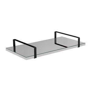 Bandeja Espelhada 25x50cm Borda Infinita Branca Com Alça Preta