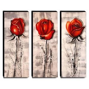 Quadros De Pintura Rosas Vermelhas 105x40cm-1532