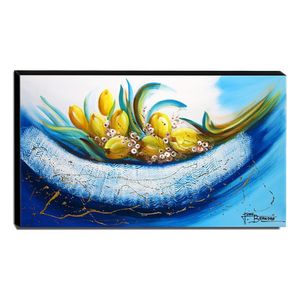 Quadro De Pintura Tulipas Amarelas 60x105cm-1480