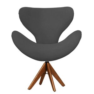 Cadeira Decorativa Egg Cinza Com Base Giratória Madeira