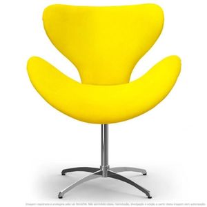 Cadeira Decorativa Poltrona Egg Amarela Com Base Giratória