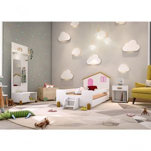 Cama Infantil Casinha Branco Mel E Rosa