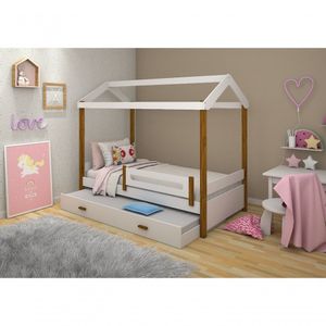 Cama Casa Eliz Branco Mel Solteiro e 2 Colchões
