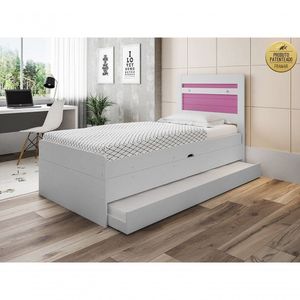 Cama Baú Larissa Solteiro Com Auxiliar Branco Rosa Framar