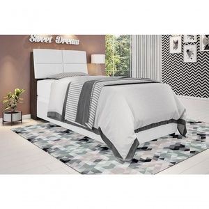 Cabeceira Box Solteiro 0,88 Chocolate Com Painel Branco