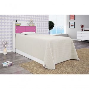 Cabeceira Box Solteiro 0,88cm Elisa Branco Branco rosa