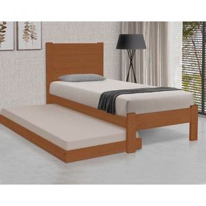 Cama Lara Solteiro Em Madeira Com Auxiliar Castanho