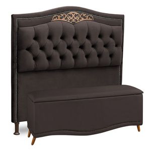 Cabeceira E Calçadeira Baú King Size Belize 195Cm Chocolate