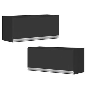 Kit 02 Armários Aéreo Multiuso 60Cm 100% Mdf Preto