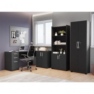 Conjunto Para Escritório 1 Mesa De Canto 2 Armários Altos