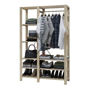 Kit 8 Prateleiras Com Cabideiro De Roupas Organizadora