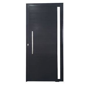 Porta Pivotante De Alumínio 210 X 120cm Com Visor Veneza Esquadrias Bergamo Preto