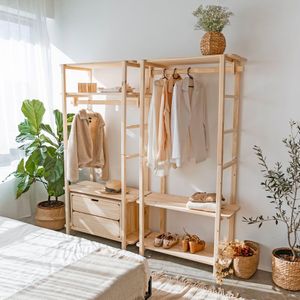 Guarda-roupa Closet Laguna 3 Prat 180ax90lx42p Em Madeira Cor Natural
