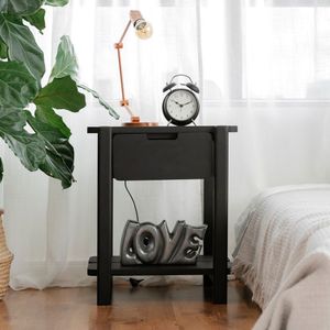 Mesa De Cabeceira Laguna 52,6ax45lx42p Em Madeira Cor Preto