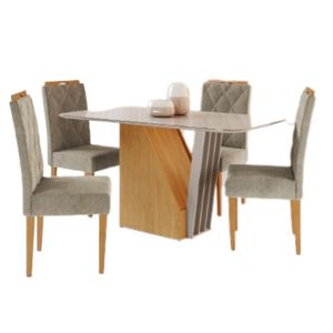 Conjunto Mesa De Jantar Harpa Off White 1,20 M Com 4 Cadeiras