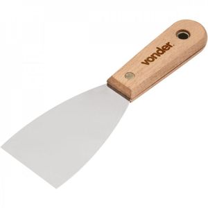Espátula Aço Inox Lisa 2.1/4" - 57 Mm Cabo De Madeira Vonder - Caixa Com 4 Unidade